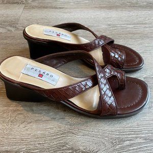 Pesáro leather top toe sandals | Toe strap sandal | Wedge sandal | size 8.5